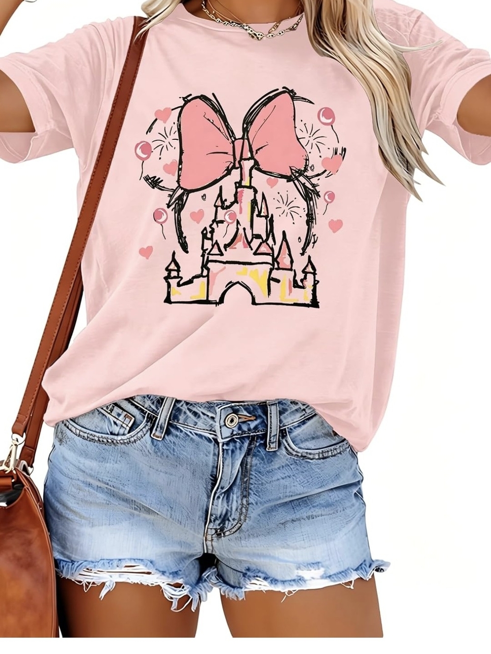 Disney Pink Castle Bow Graphic Tee